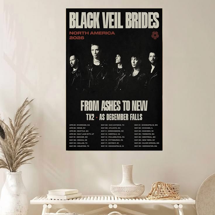 Black Veil Brides 2026 Tour & TX2 Poster Unframed Size 24''x36''