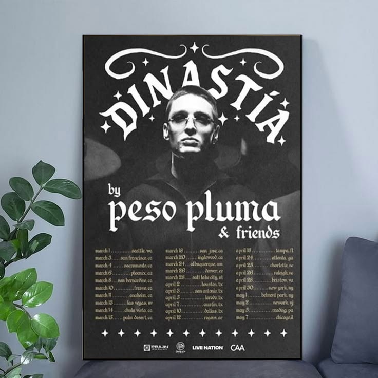 Peso Pluma Dinastia Tour 2026 Schedule Tour Dates Poster Unframed Size 24''x36''