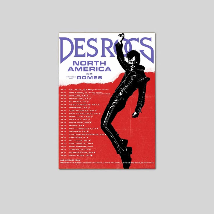 Des Rocs Tour 2026 with special guest Romes Poster Unframed Size 24''x36''