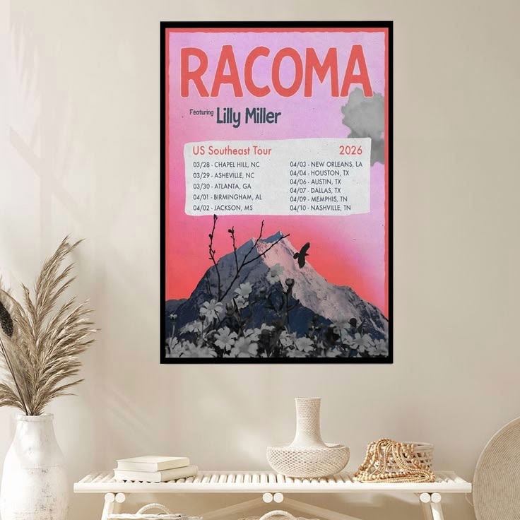 Racoma Lily Miller US Southeast Tour 2026 Indie Concert Poster Unframed Size 24''x36''