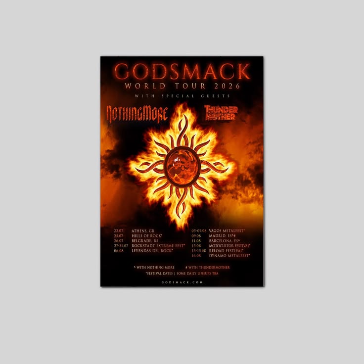 Godsmack World Tour 2026 Poster Unframed Size 24''x36''