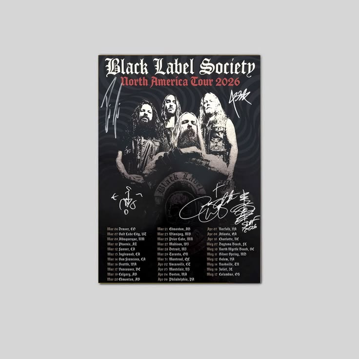 Black Label Society 2026 Tour Poster Music Poster Unframed Size 24''x36''
