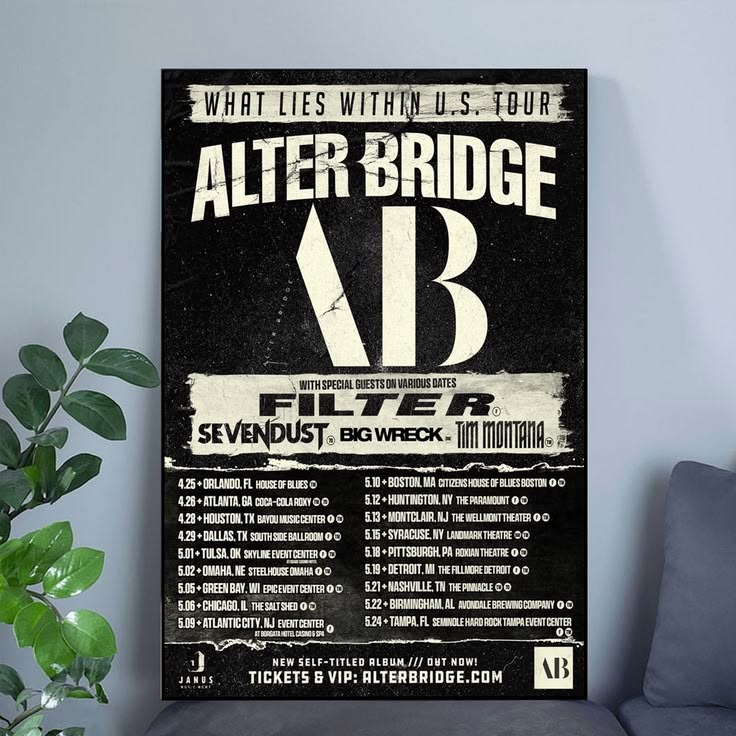 ALTER BRIDGE What Lies Within US Tour 2026 Poster Unframed Size 24''x36''