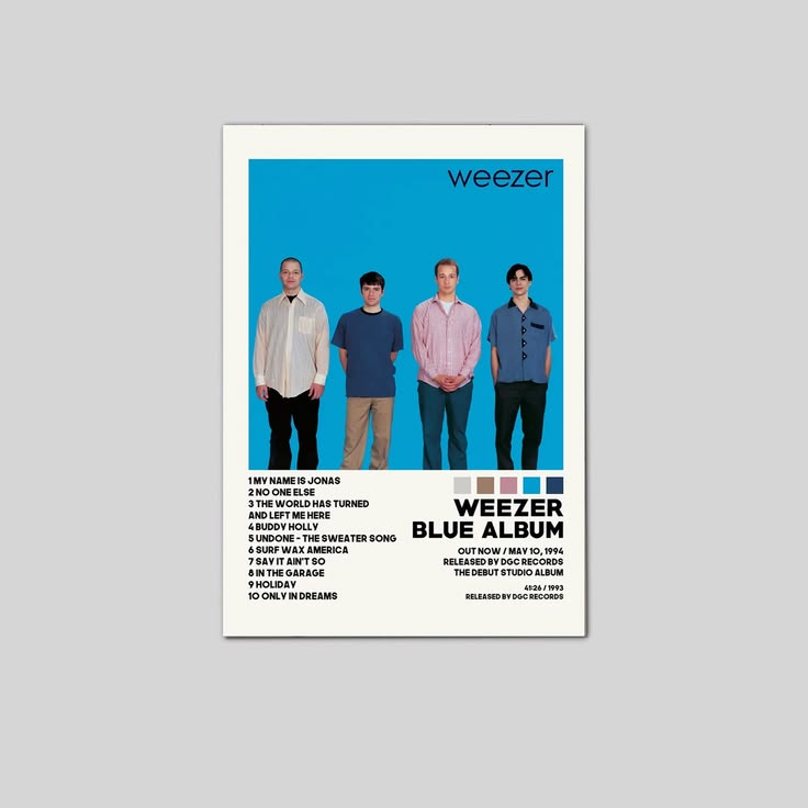 Weezer Posters Blue Album Poster Album Cover Poster Poster Unframed Size 24''x36''