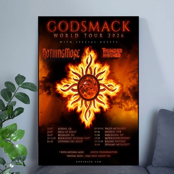 Godsmack World Tour 2026 Poster Unframed Size 24''x36''