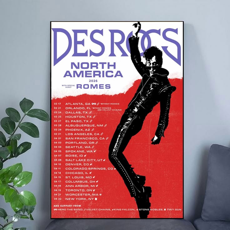 Des Rocs Tour 2026 with special guest Romes Poster Unframed Size 24''x36''