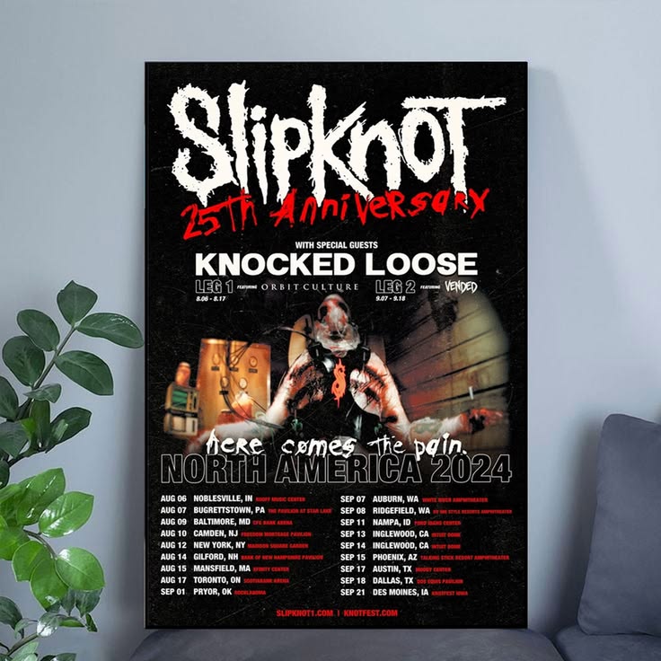 SLIPKNOT 25th Anniversary Tour KNOCKED LOOSE VENDED Poster Unframed Size 24''x36''