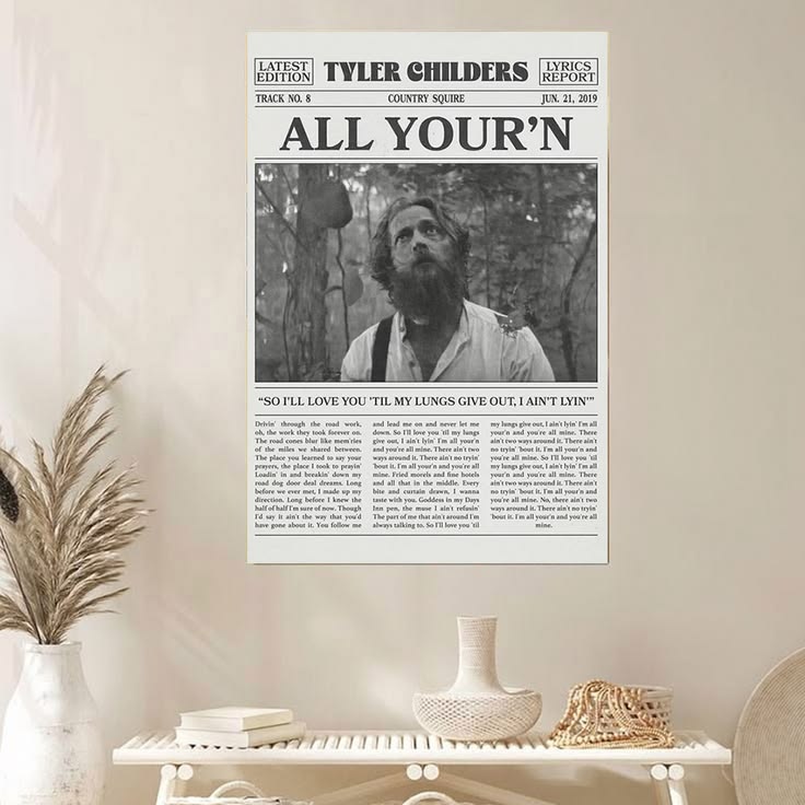 Tyler Childers Retro Newspaper All Your’n Country Squire Poster Unframed Size 24''x36''