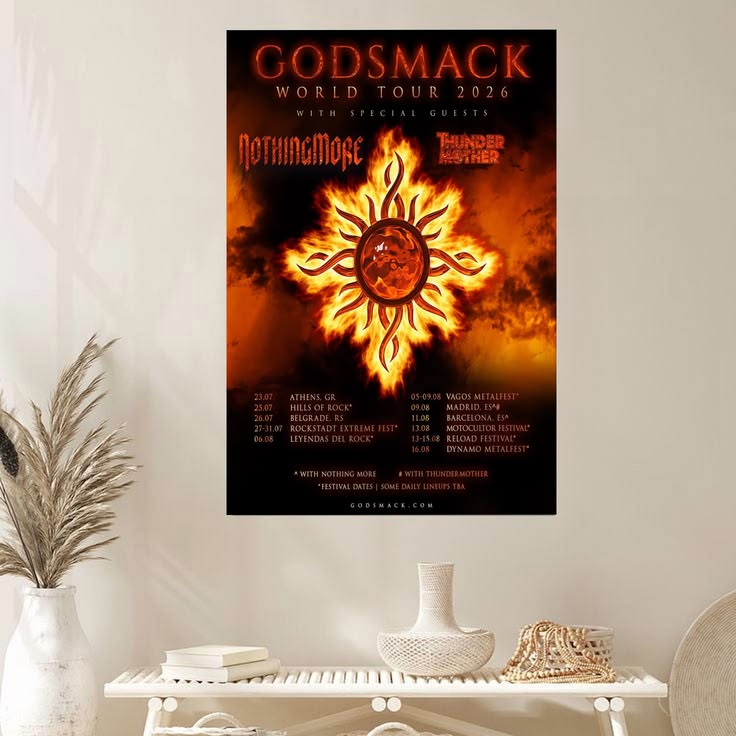 Godsmack World Tour 2026 Poster Unframed Size 24''x36''