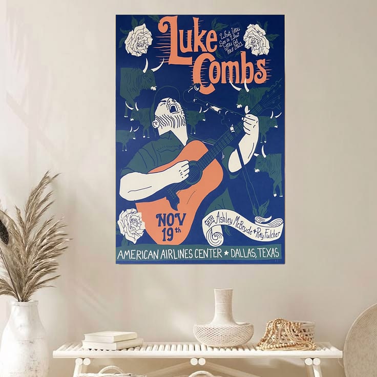 Luke Combs Tour Lithograph Litho Dallas Texas Poster Unframed Size 24''x36''