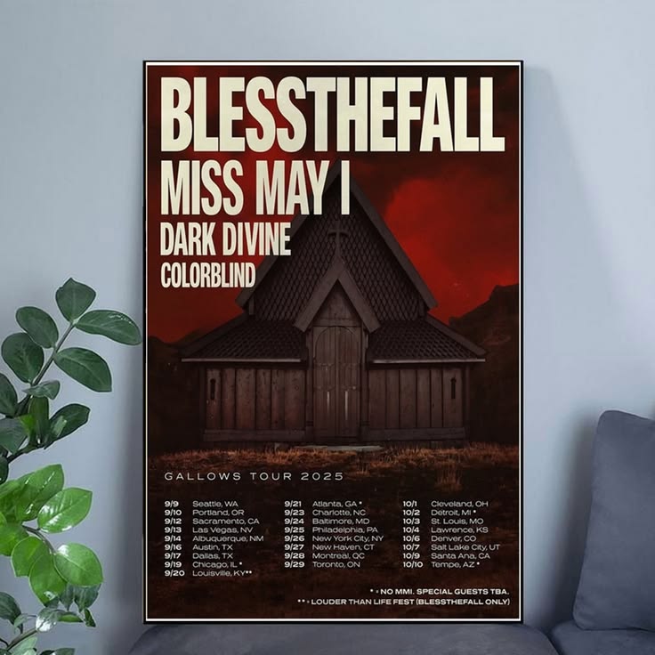 BLESSTHEFALL, MISS MAY I, DARK DIVINE Gallows Tour Poster Unframed Size 24''x36''