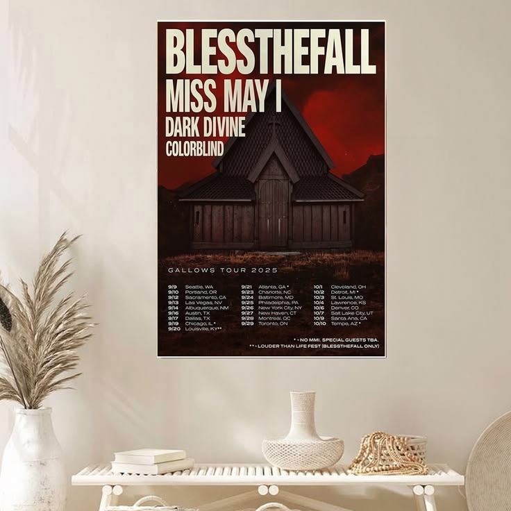 BLESSTHEFALL, MISS MAY I, DARK DIVINE Gallows Tour Poster Unframed Size 24''x36''