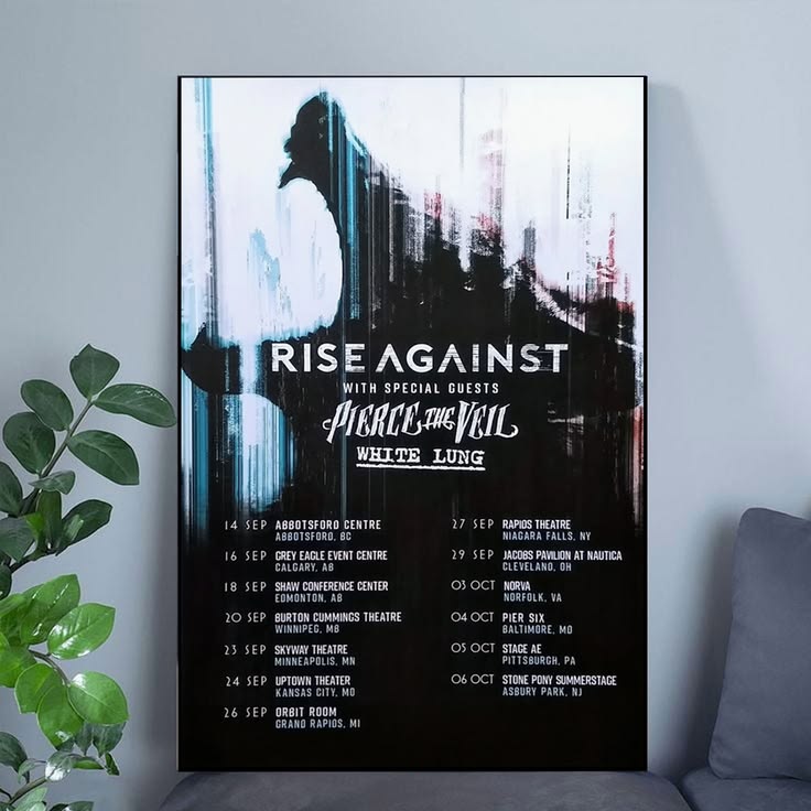 RISE AGAINST, PIERCE THE VEIL Wolves Tour Poster Unframed Size 24''x36''