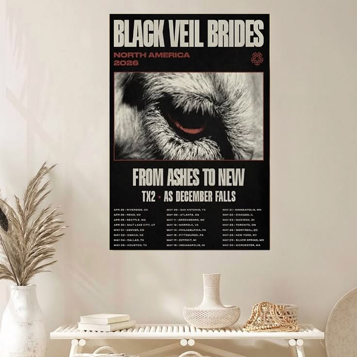 Black Veil Brides 2026 Tour Schedule Tour Dates Poster Unframed Size 24''x36''