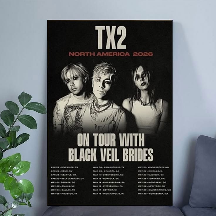 TX2 on tour with Black Veil Brides 2026 Poster Unframed Size 24''x36''