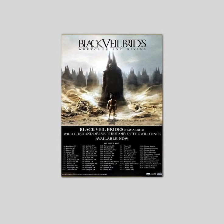 BLACK VEIL BRIDES Wretched And Divine Ltd Ed RARE Tour Poster Unframed Size 24''x36''