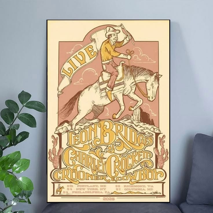 Leon Bridges, Charley Crockett The Crooner & The Cowboy Tour Poster Unframed Size 24''x36''