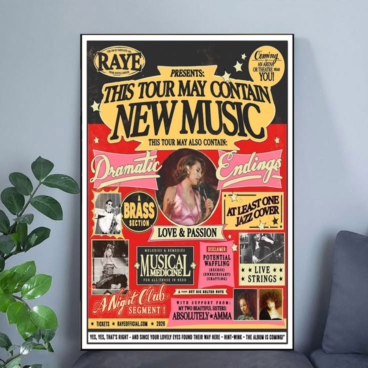 RAYE This Tour May Contain New Music Dramatic 2026 Poster Unframed Size 24''x36''