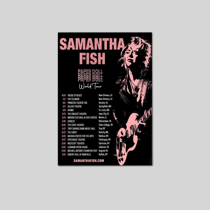 Samantha Fish Paper Doll World Tour 2026 Decor Poster Unframed Size 24''x36''