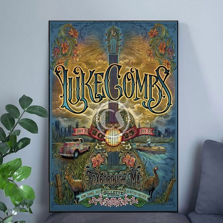 LUKE COMBS TOUR POSTER GILLETTE STADIUM 9/50 Poster Unframed Size 24''x36''