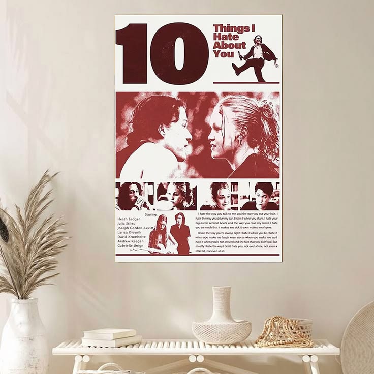 10 Things I Hate About You 1999 Movie Poster for Gifts, Home Decor, Wall Art Decor Poster Unframed Size 24''x36''