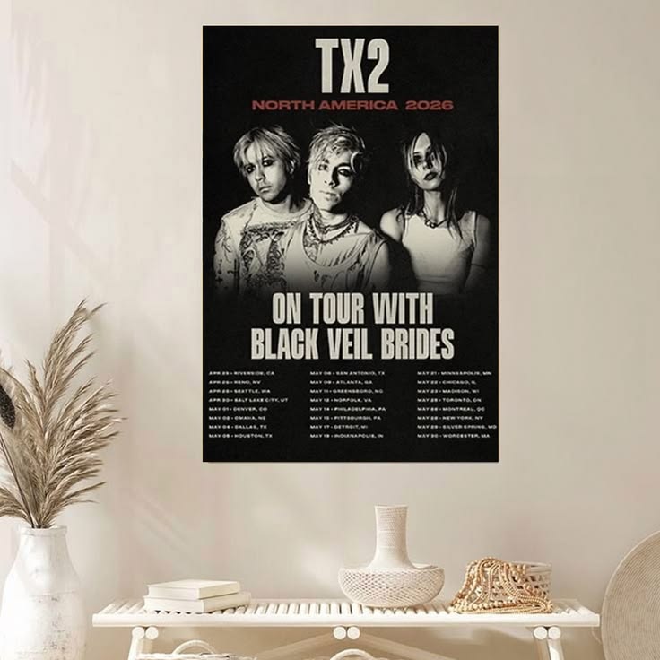TX2 on tour with Black Veil Brides 2026 Poster Unframed Size 24''x36''