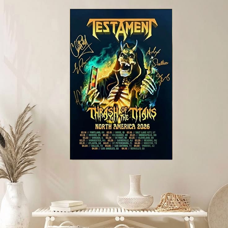 Testament Exclusive Poster Thrash Of The Titans Tour 2026 Poster Unframed Size 24''x36''