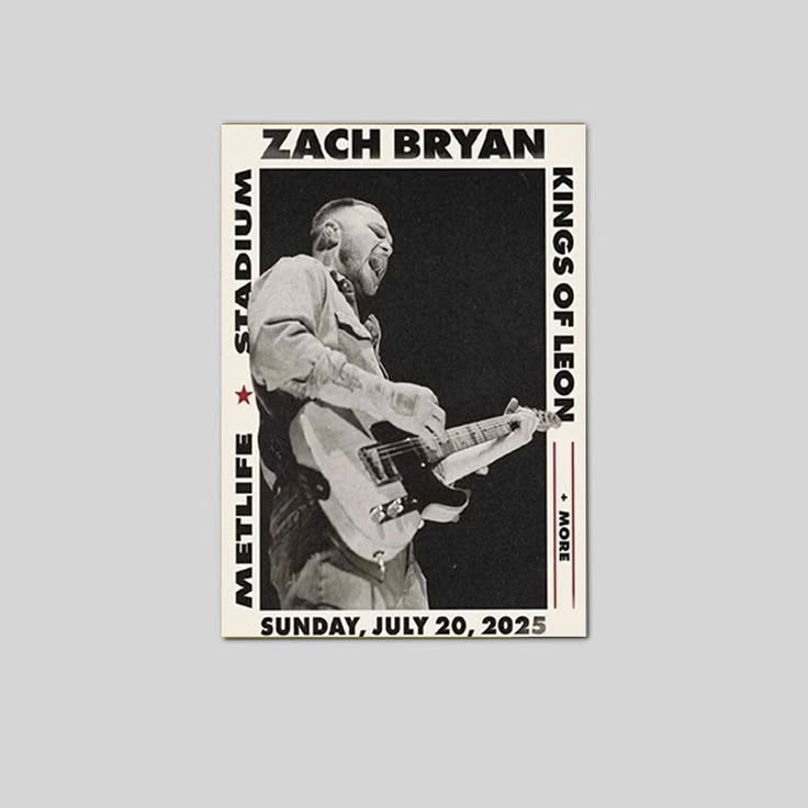 Zach Bryan Concert Poster 2025 Tour Poster Unframed Size 24''x36''