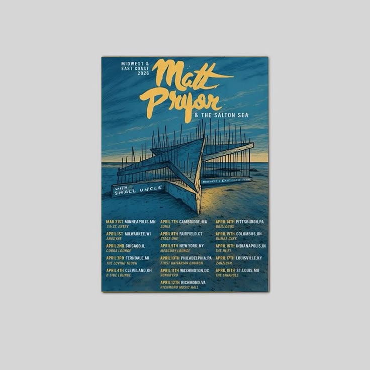 Matt Pryor Midwest East Coast Tour 2026 Indie ConcertPoster Unframed Size 24''x36''