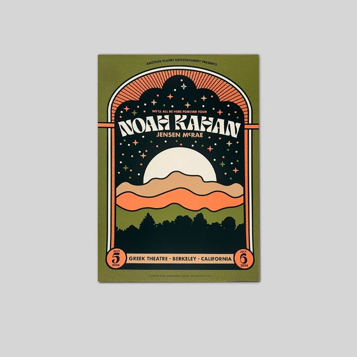 Noah Kahan Poster Greek Theatre Berkeley CA Poster Unframed Size 24''x36''