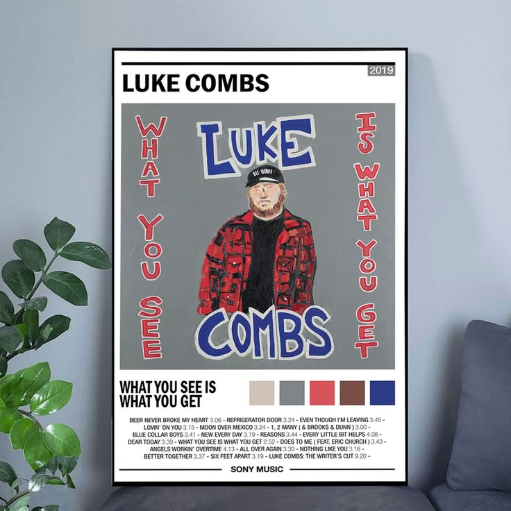 Luke Combs What You See Is What You Get Home Decor Poster Unframed Size 24''x36''
