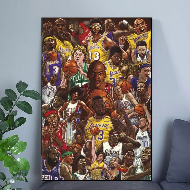Basketball Superstars - Sports Poster (Basketball Icons & Legends - Montage) Unframed Size 24''x36''