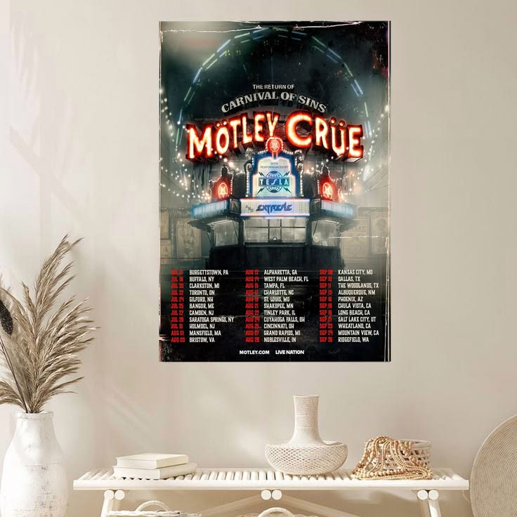 Motley Crue The Return Of Carnival Of Sins 2026 Tour Schedule Music Poster Unframed Size 24''x36''
