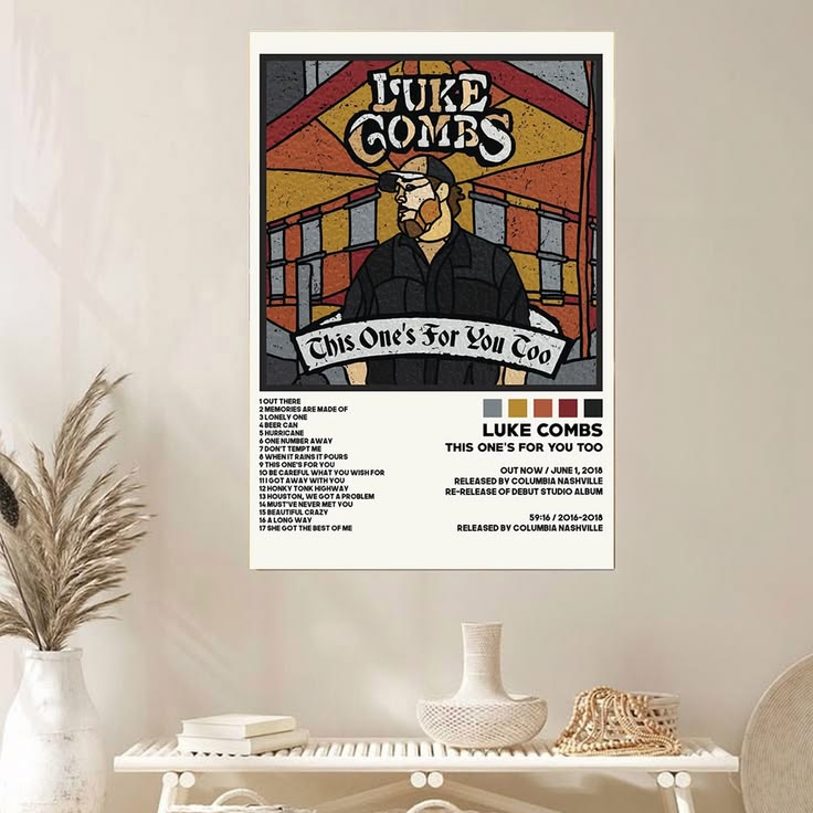 Luke Combs This One’s For You Too Album Cover Poster Wall Art Poster Unframed Size 24''x36''