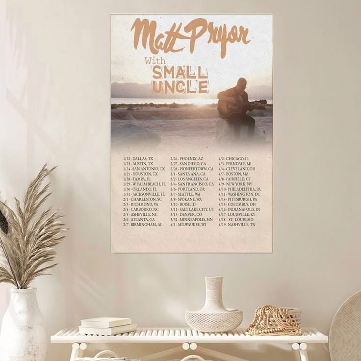 Matt Pryor With Small Uncle Tour 2026 Indie Folk Concert Poster Unframed Size 24''x36''