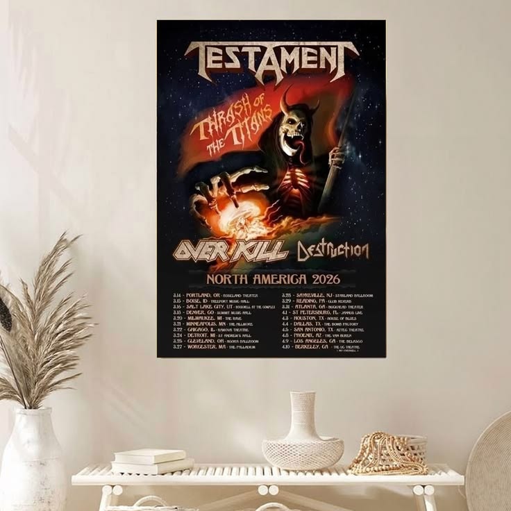 Testament Spring 2026 US Tour Poster Unframed Size 24''x36''