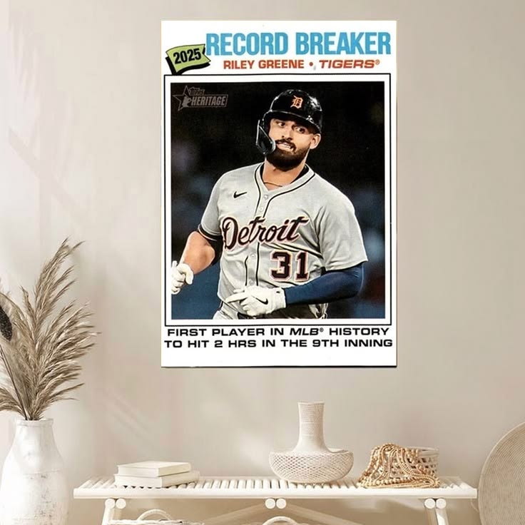 2026 Topps Heritage Riley Greene Detroit Tigers Record Poster Unframed Size 24''x36''