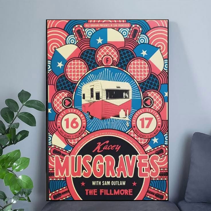 Kacey Musgraves and Sam Outlaw Vintage Concert Poster Unframed Size 24''x36''