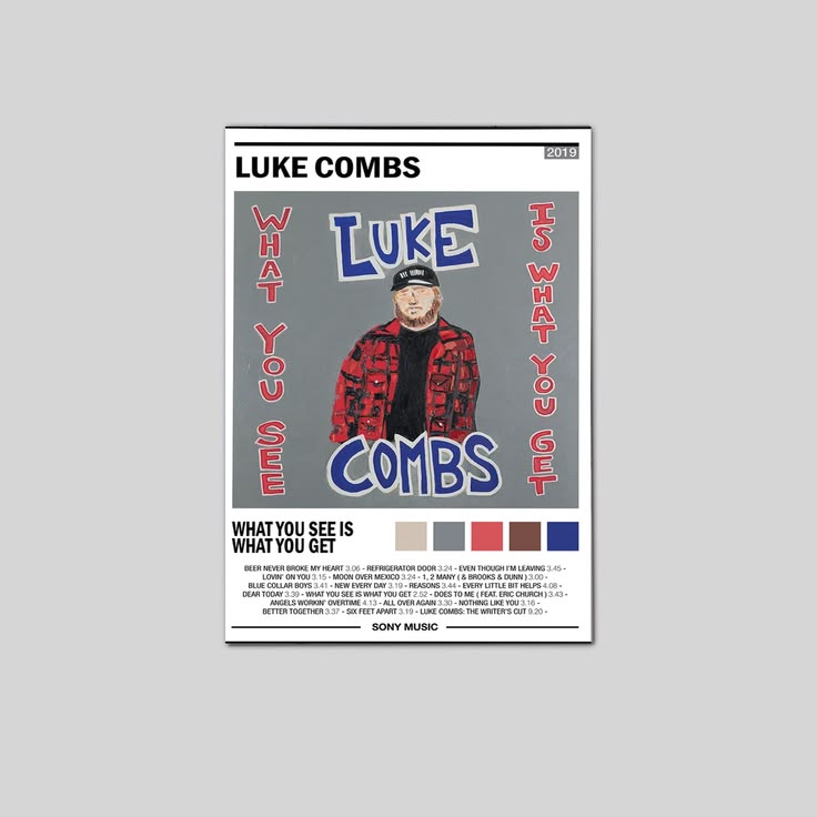Luke Combs What You See Is What You Get Home Decor Poster Unframed Size 24''x36''
