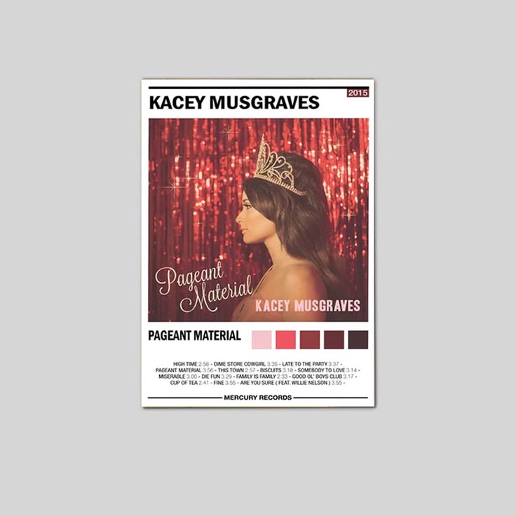 Kacey Musgrave Album Cover Pageant Material Album Wall Art Poster Unframed Size 24''x36''