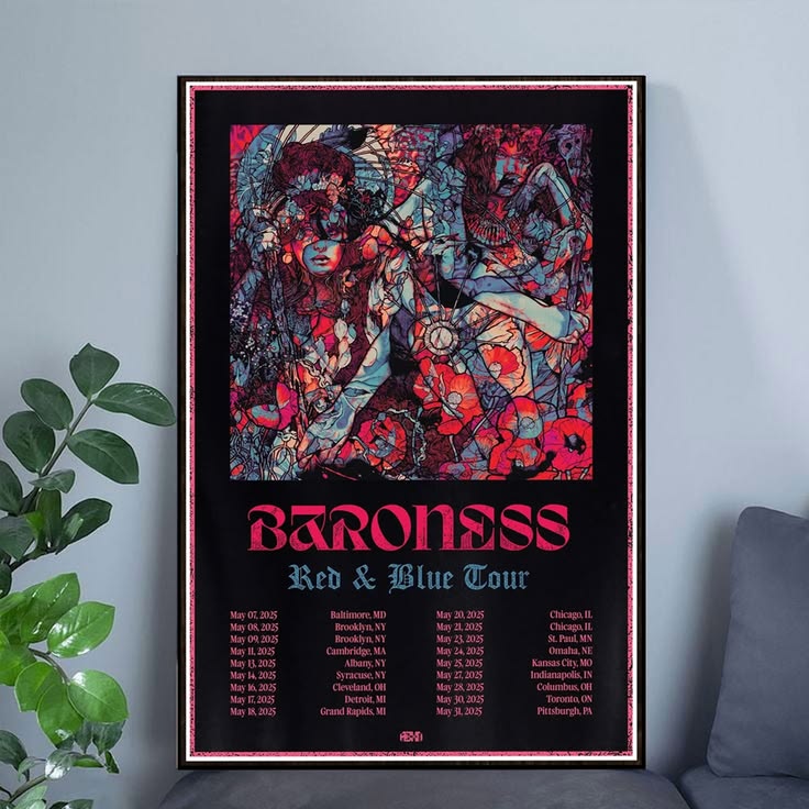 BARONESS Red & Blue Tour Poster Unframed Size 24''x36''