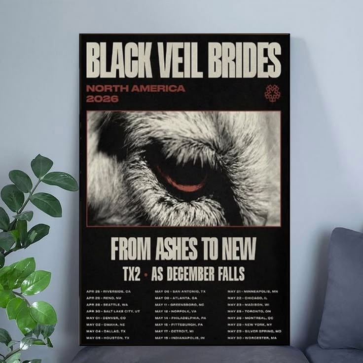 Black Veil Brides 2026 Tour Schedule Tour Dates Poster Unframed Size 24''x36''