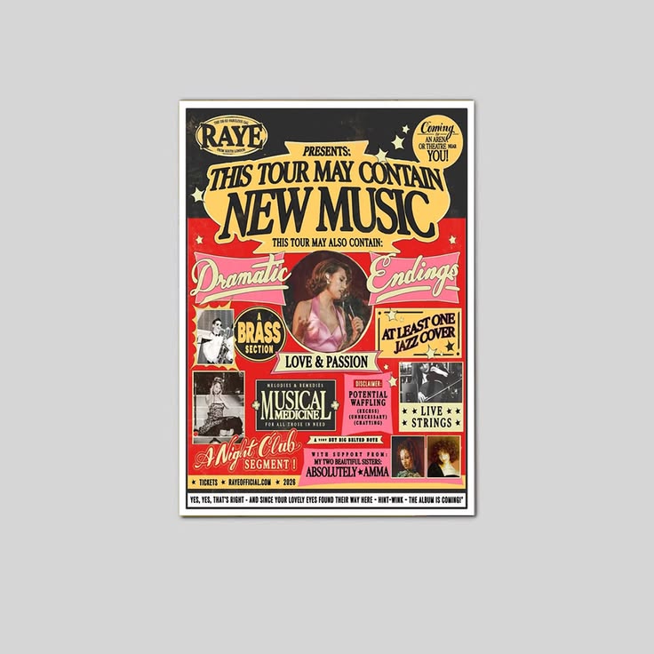 RAYE This Tour May Contain New Music Dramatic 2026 Poster Unframed Size 24''x36''
