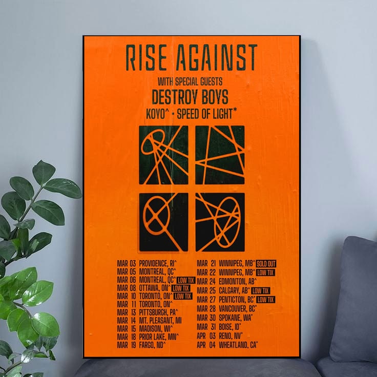 RISE AGAINST SPRING EU Mar 2026 TOUR Poster Unframed Size 24''x36''