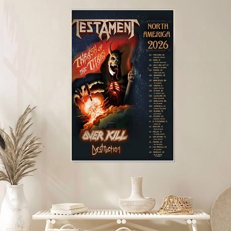 Testament 2026 Tour Schedule Poster Unframed Size 24''x36''