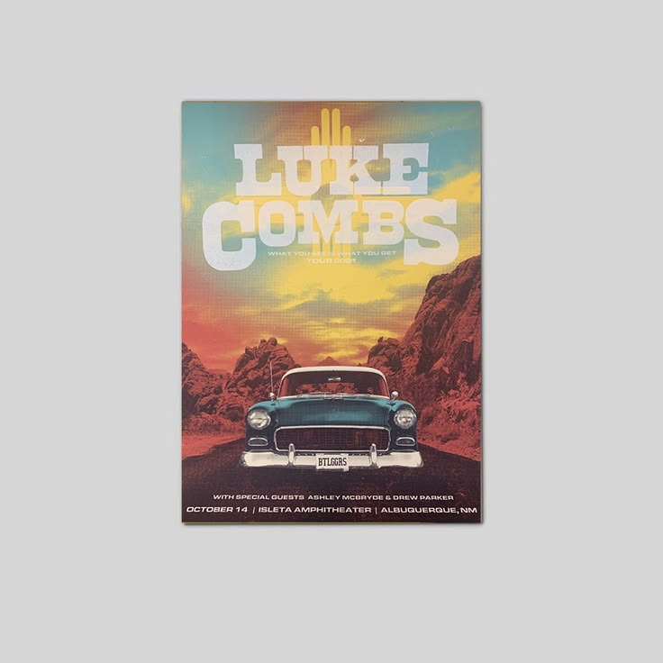 Luke Combs Albuquerque Concert Poster Unframed Size 24''x36''